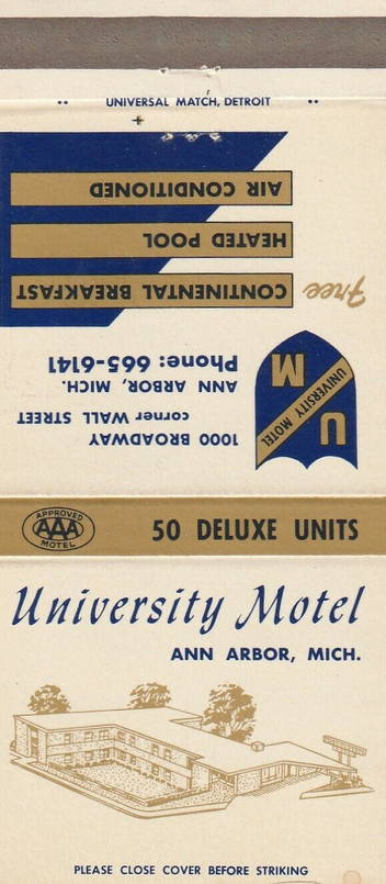 University Motel - Matchbook
